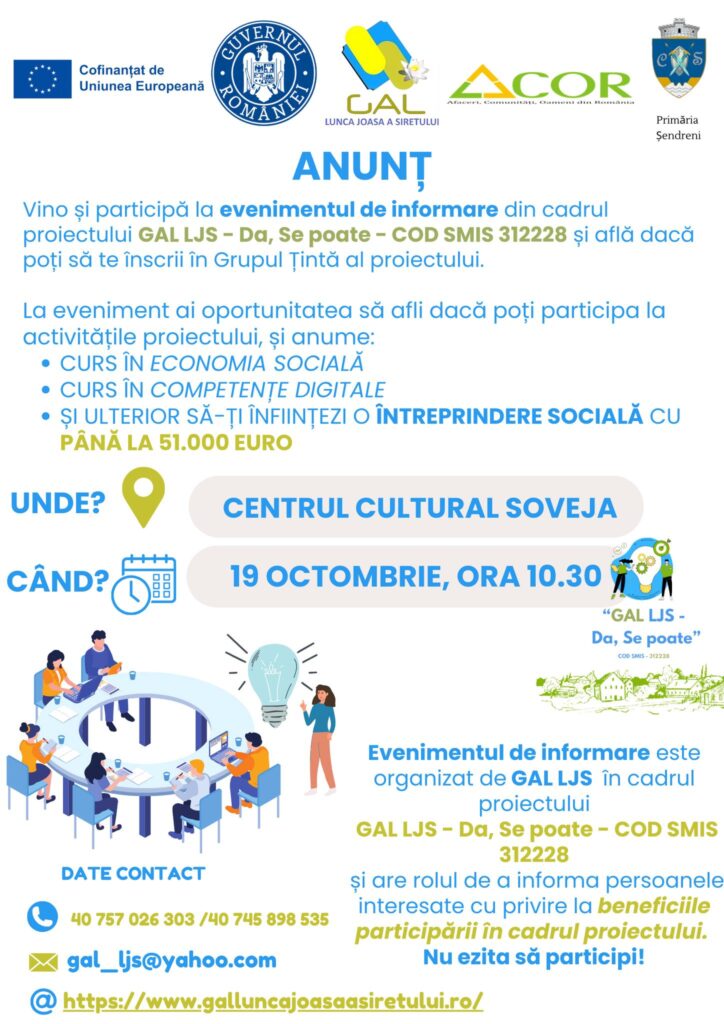Anunt eveniment de informare la Soveja!